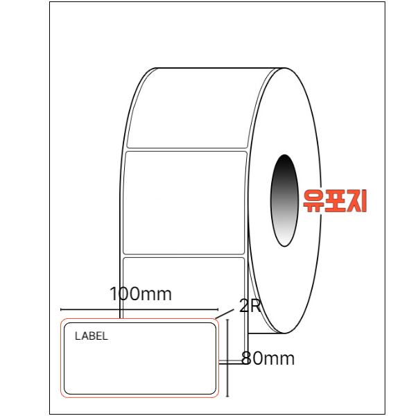 100mmx80mm(유포지)바코드 프린터용 바코드라벨/롤라벨/유포라벨지(방수라벨)/유포라벨(방수라벨지)/롤라벨지
